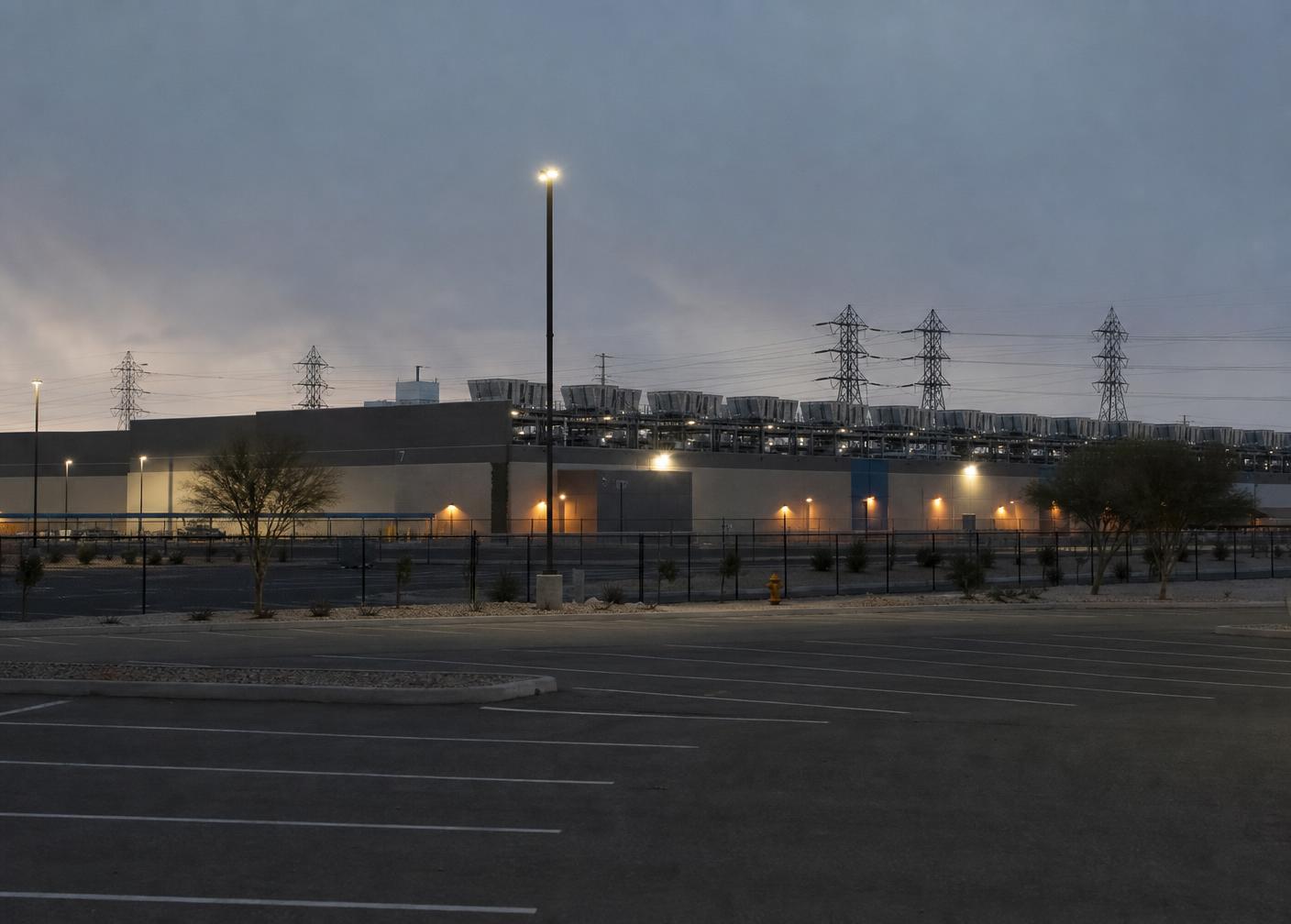 Interior of a modern data center powered by utility infrastructure